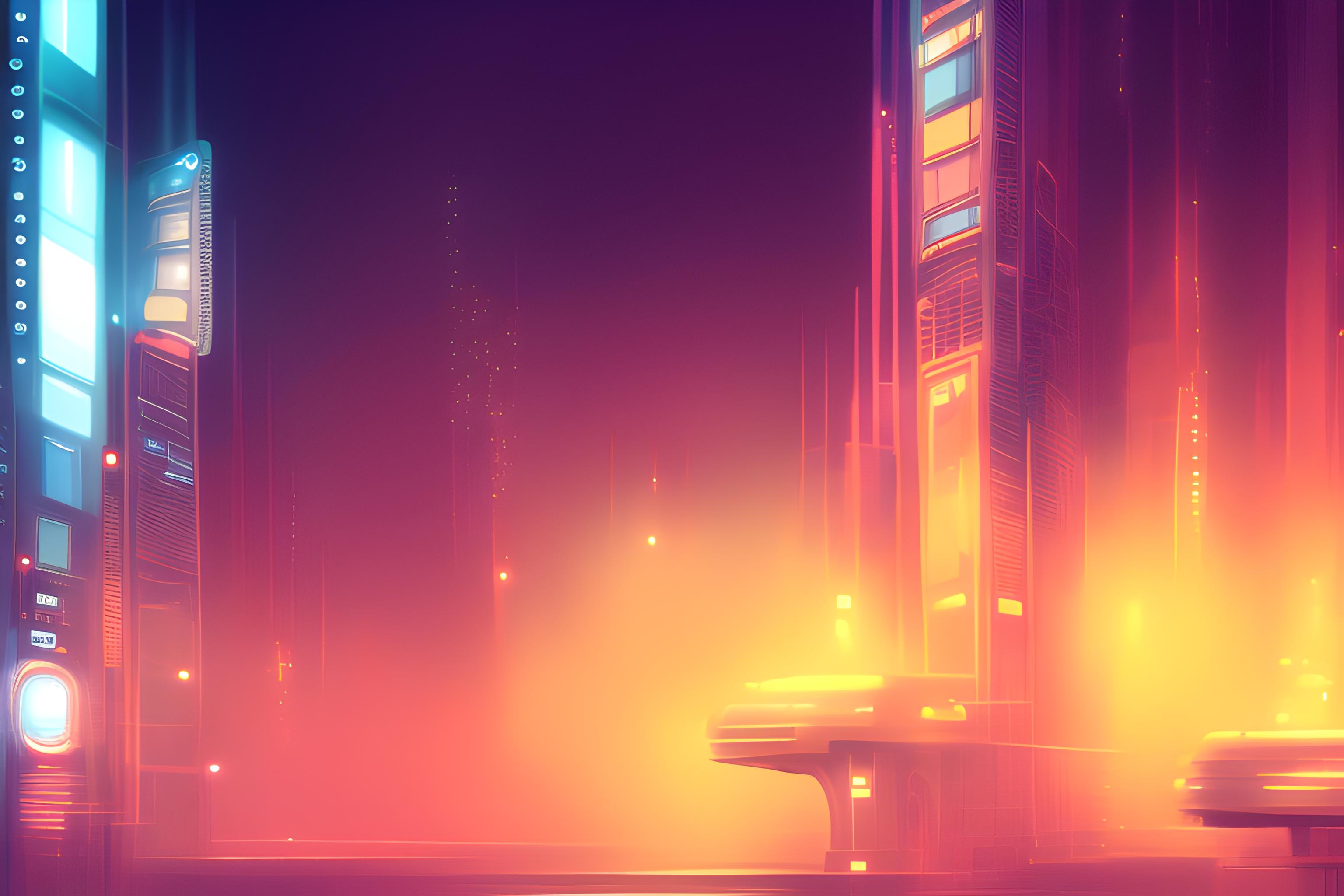 ciudad ciberpunk 2560x1440 roja